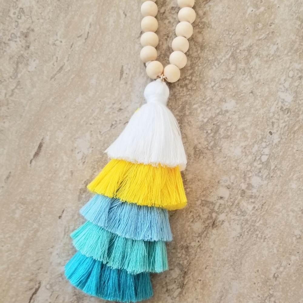 Sale! Mala Tassel Yoga Necklace multi colored - Picture 4 of 7